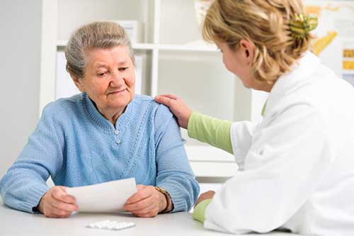 Radiologist and patient consultation.