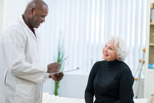 Radiologist and patient consultation.