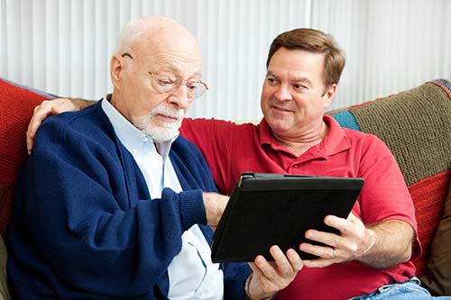 Patient reading his radiology report. 