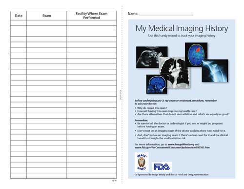 A medical imaging history card